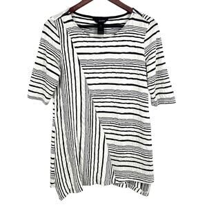Ali Miles Womens Size XS Extra Small Black White Blouse Shirt Top Wearable Art